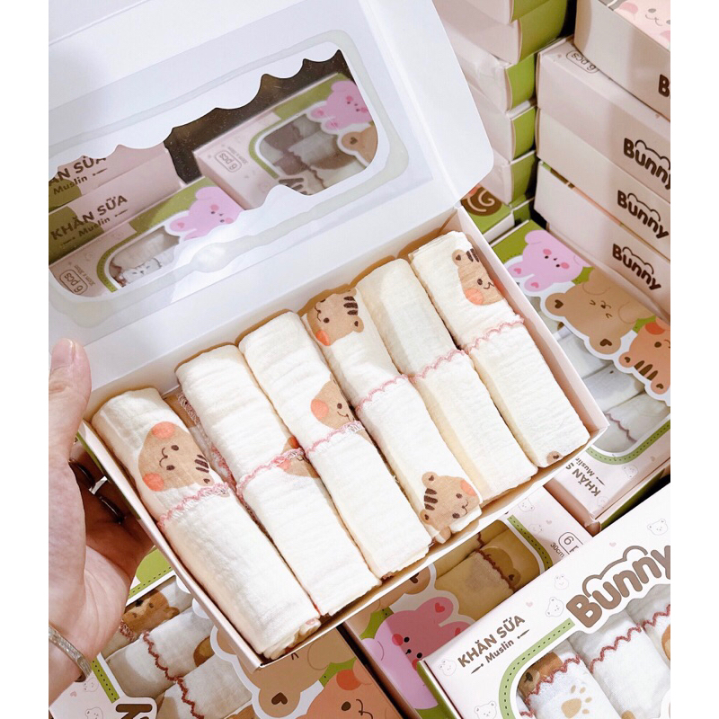 Set 5 Khăn Sữa Sợi Tre Bunny Việt Nam
