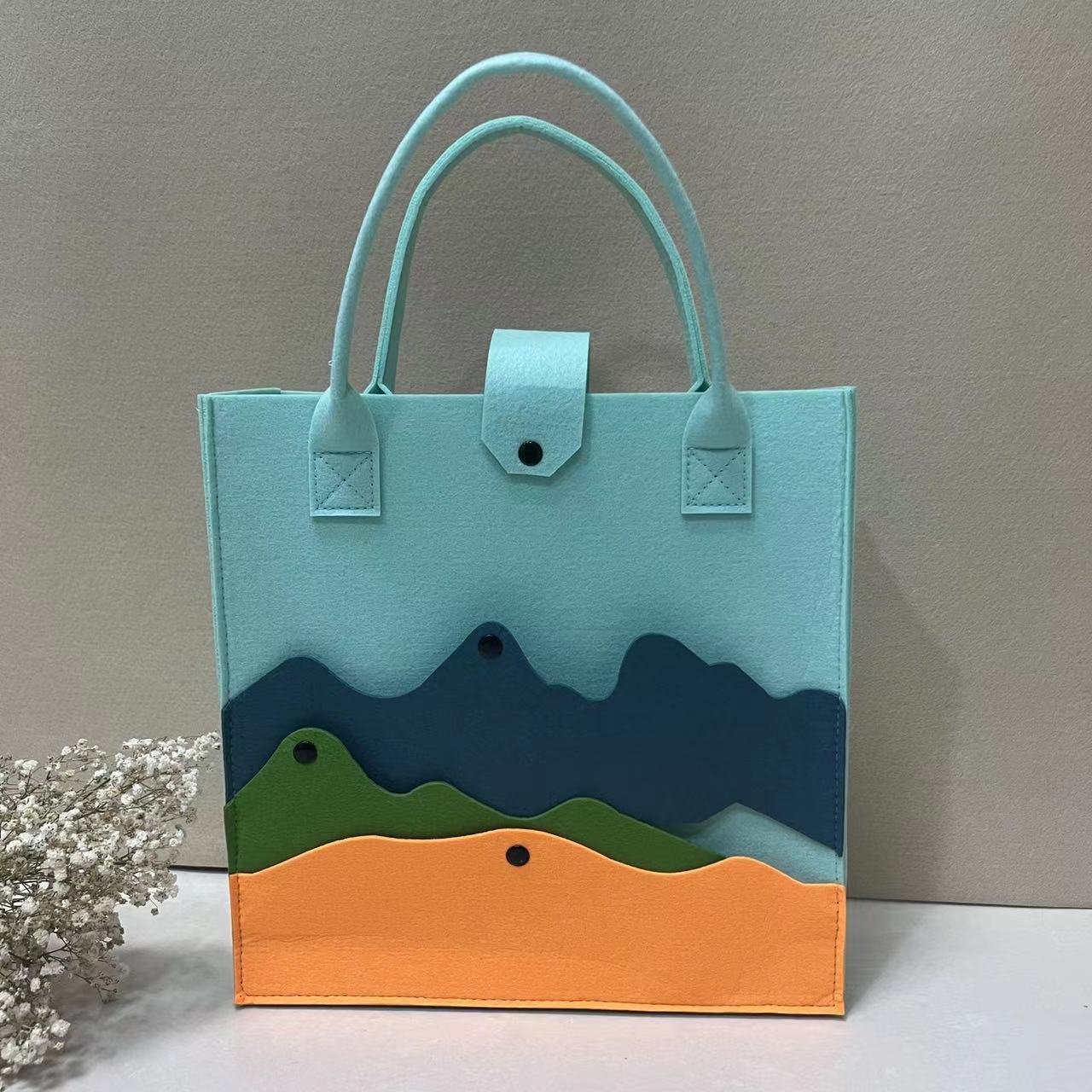 Tote Handbag Felt Tote Tote Bag Mountain Peaks Tote