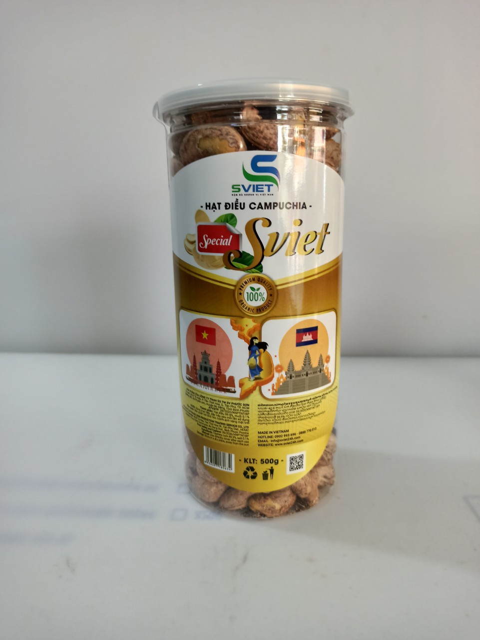 Hạt điều rang muối vỏ lụa campuchia - hộp 500g