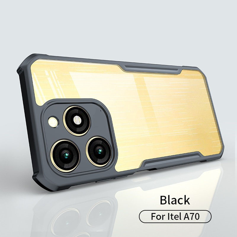 itel A50C Phone Case for Itel P65 RS4 P55 4G 5G A50 A70 A60 A60s A05s S24 S23 S23+ S18 Pro Vision 5 Transparent Shockproof Phone Casing Armor Acrylic Soft TPU Anti-fall Back Cover. 
