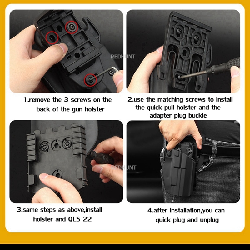 QLS 19 & 22 Set Holster Quick Locking System Kit Duty Receiver Plate Platform Locking Fork 9 Packs Installing Screw
