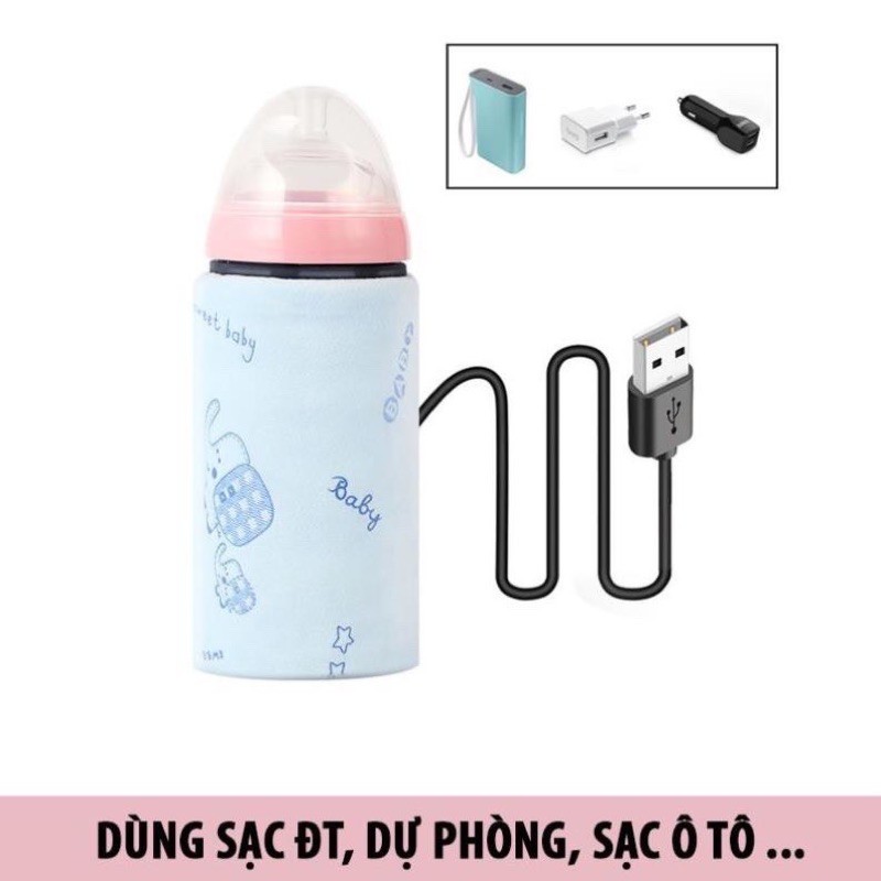 Túi ủ ấm bình sữa cho bé xạc Usb tiện lợi