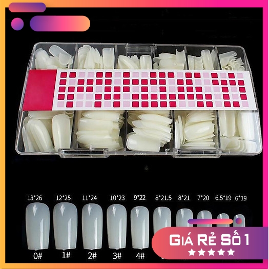 Móng úp HSM Vuông trơn  - Hộp 500 móng - Sugar Nails
