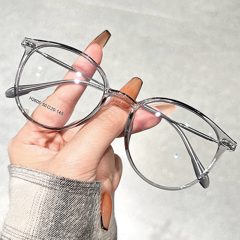 With Grade -0.5 To -4.0 Anti Radiation Myopia Glasses For Women Men Korean Style Fashion Round Frame Nearsightedness Eyeglasses Computer Eyewear