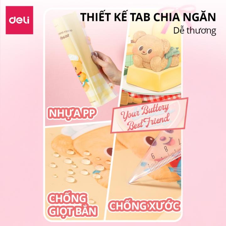 Túi Đựng Tài Liệu 5 Ngăn BUTTER BEAR Deli File Cặp Tệp Đựng Tài Liệu A4 Giấy Tờ Thiết Kế Tiện Lợi Đáng Yêu Cho Học Sinh - Hình ảnh 7
