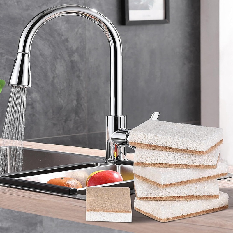 16PCS Biodegradable Compostable Cellulose Kitchen Sponges Coconut Scrubber - Eco Friendly Sponge for Dishes Cleaning