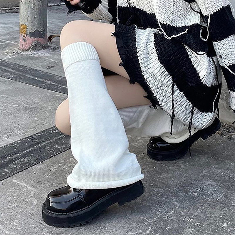 Y2k Winter Leg Warmers Fluffy Goth Accessories Gothic Lolita Knit Long Socks Women Legs Warmers Lady Sock Gothic Stylish Legging.