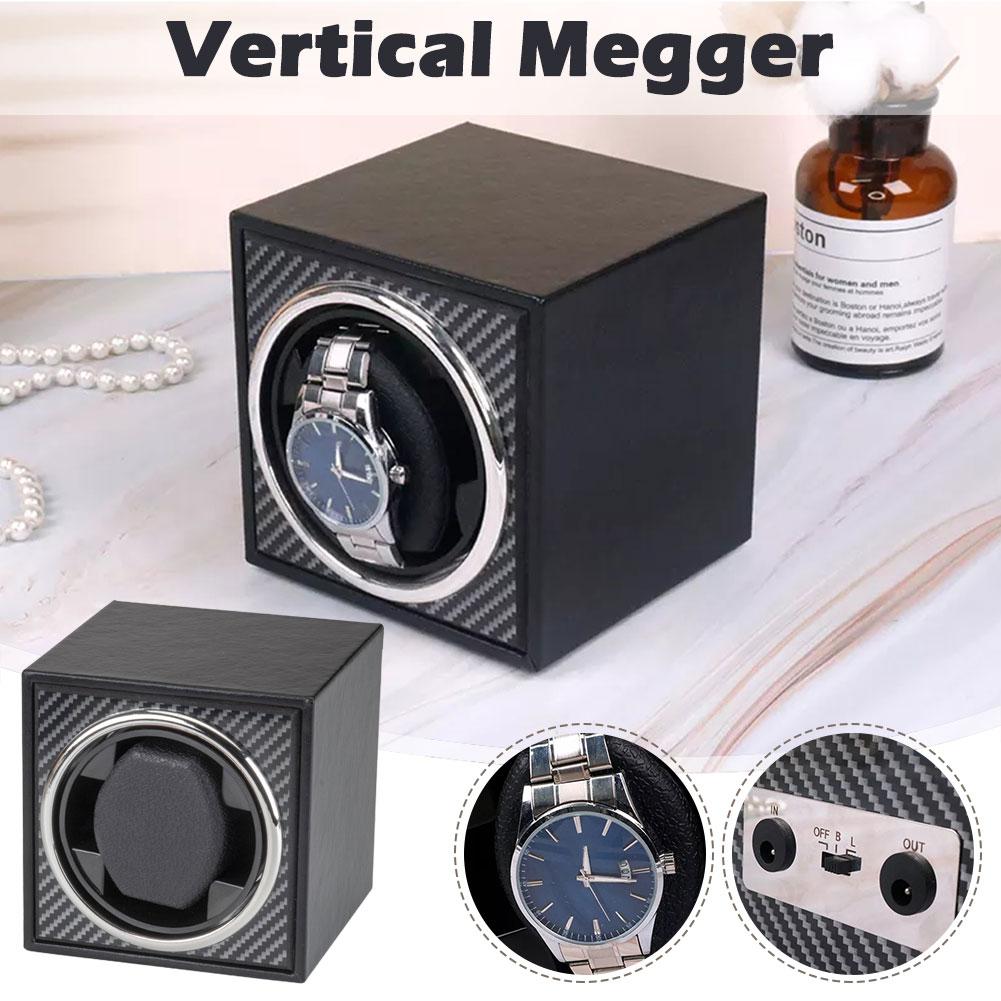 1Pc Watch Winder Box Automatic Wooden Single Watch Box Suitable For Mechanical Watches Automatic Rotate Rotation Motor Box Wood