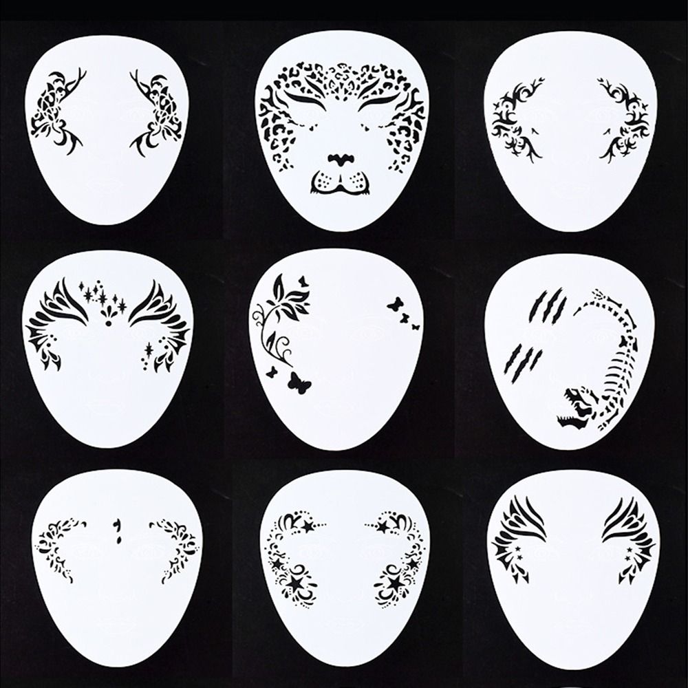  Face Paint Stencils, 12Pcs Reusable PET Face Painting Template  Halloween DIY Facial Makeup Painting Stencils for Christmas Party Cosplay  School Carnivals