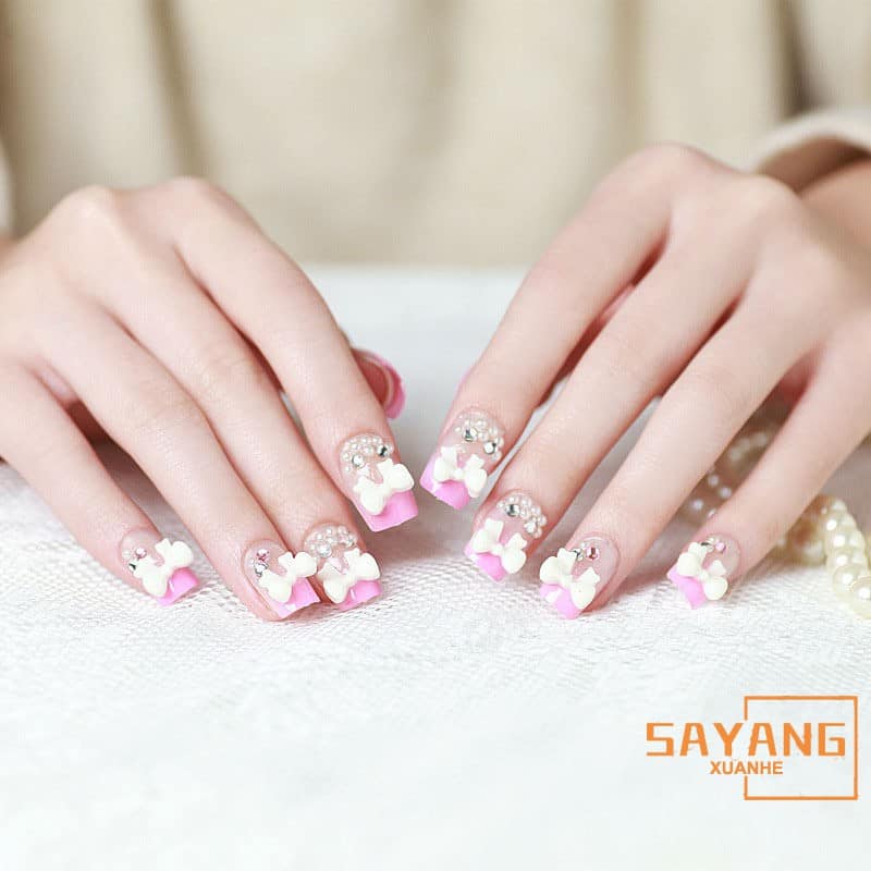Bộ 24 Móng tay giả , nail giả A14 ( Keo sẵn sau các móng tay )