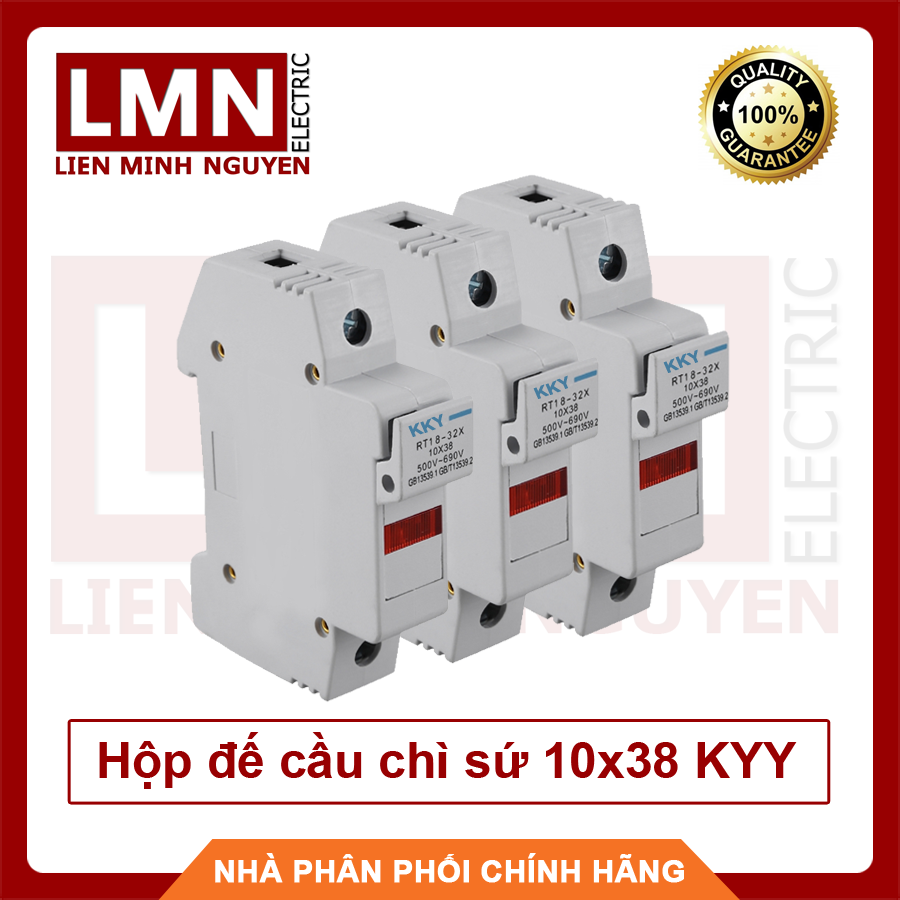 Hộp đế cầu chì sứ 10x38 KYY dùng cho mạch điện chưa bao gồm ruột cầu chì
