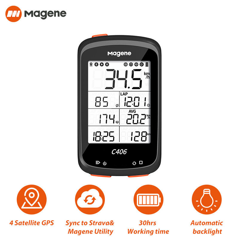 RRSkit【ENGLISH】Magene C406 Bike Computer  Wireless Smart Speedometer Road MTB Bicycle Odometer Bluetooth-Compatible ANT+