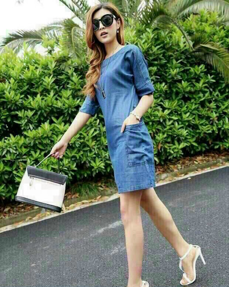 [HCM]ĐẦM JEAN SUÔNG CỔ THUYỀN