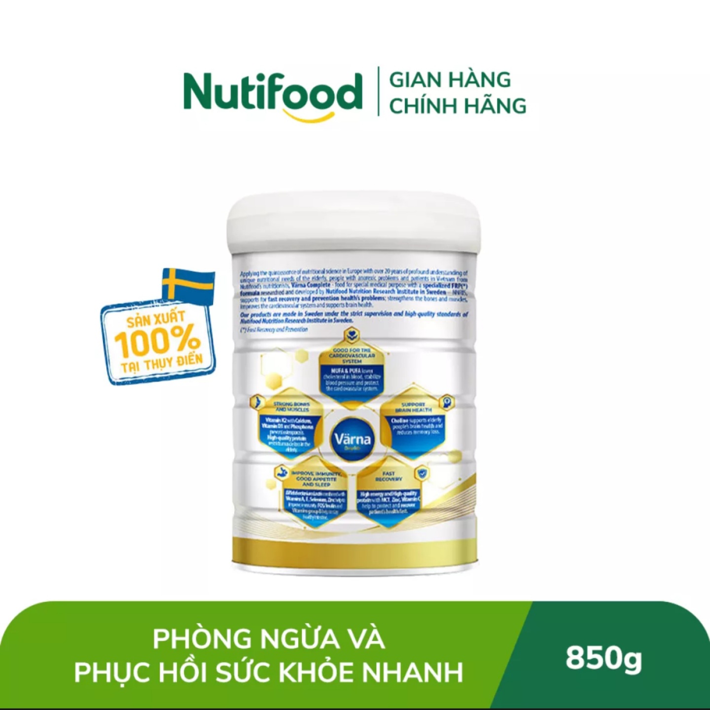 (HSD T8-2027) (Có Tích Điểm) Sữa Bột Nutifood Varna Complete 850G.