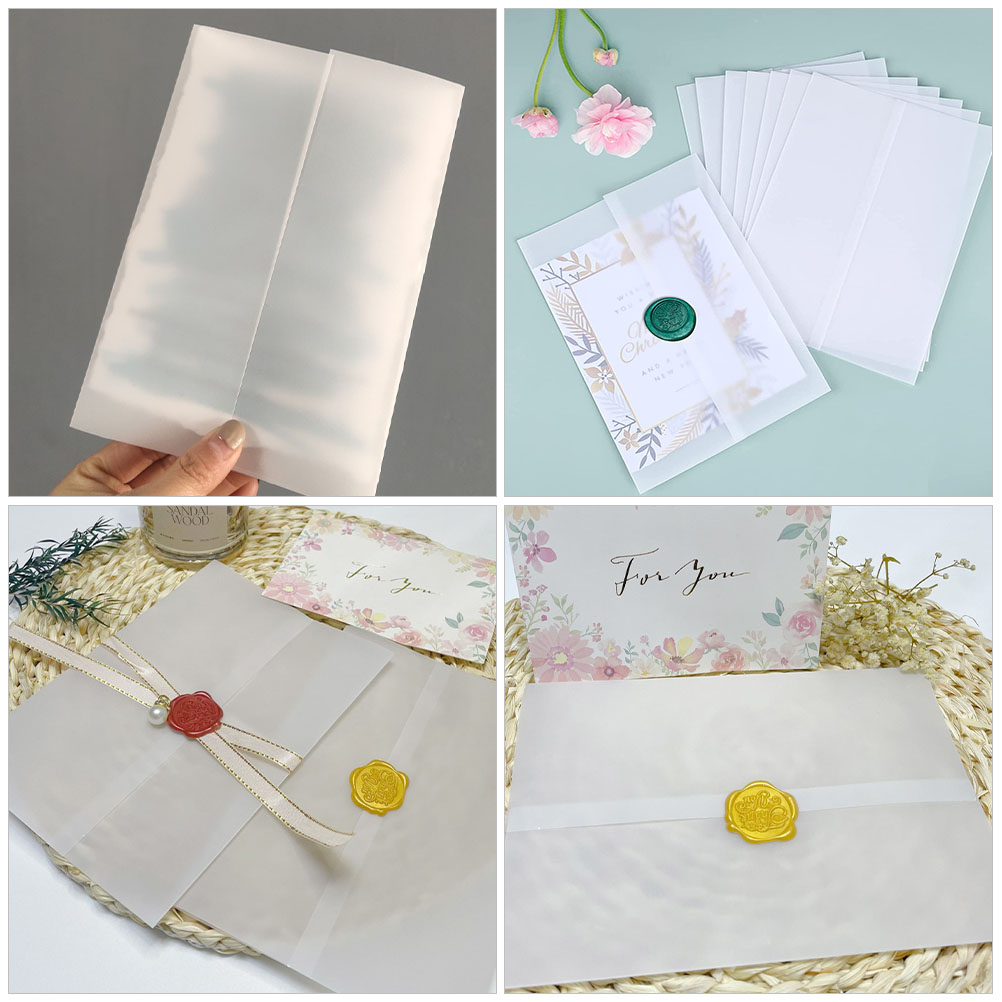【SmartHorizon】50 Pcs Wedding Invitation Paper Envelope Blank Greeting Cards Clear Blank for Letters Portable Translucent. 