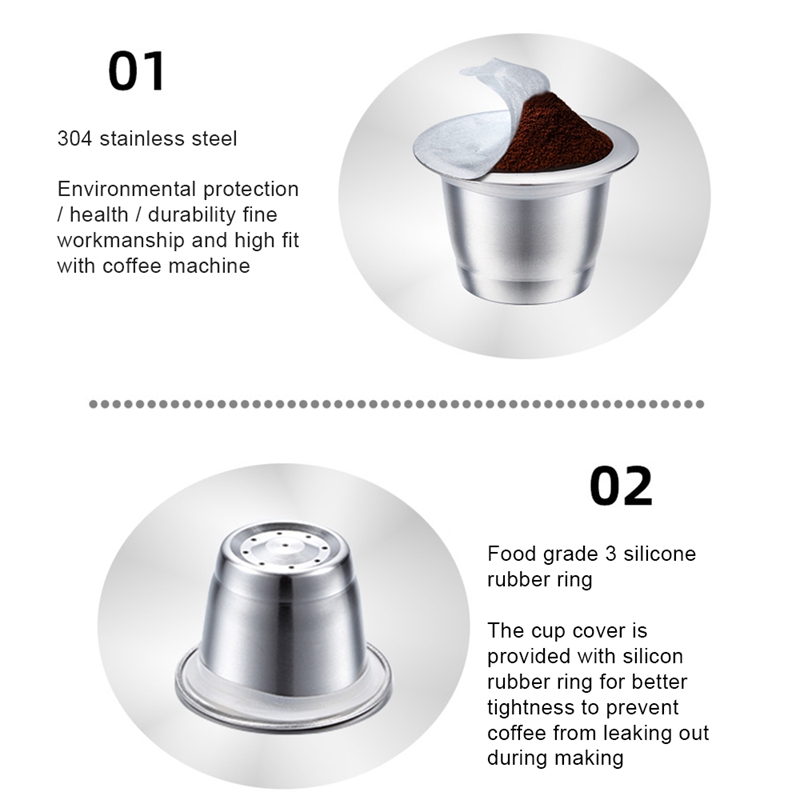 4Pcs for Nespresso Stainless Steel Refillable Coffee Capsule Coffee Filter Reusable Coffee Pod Reusable Cafe Machine DIY