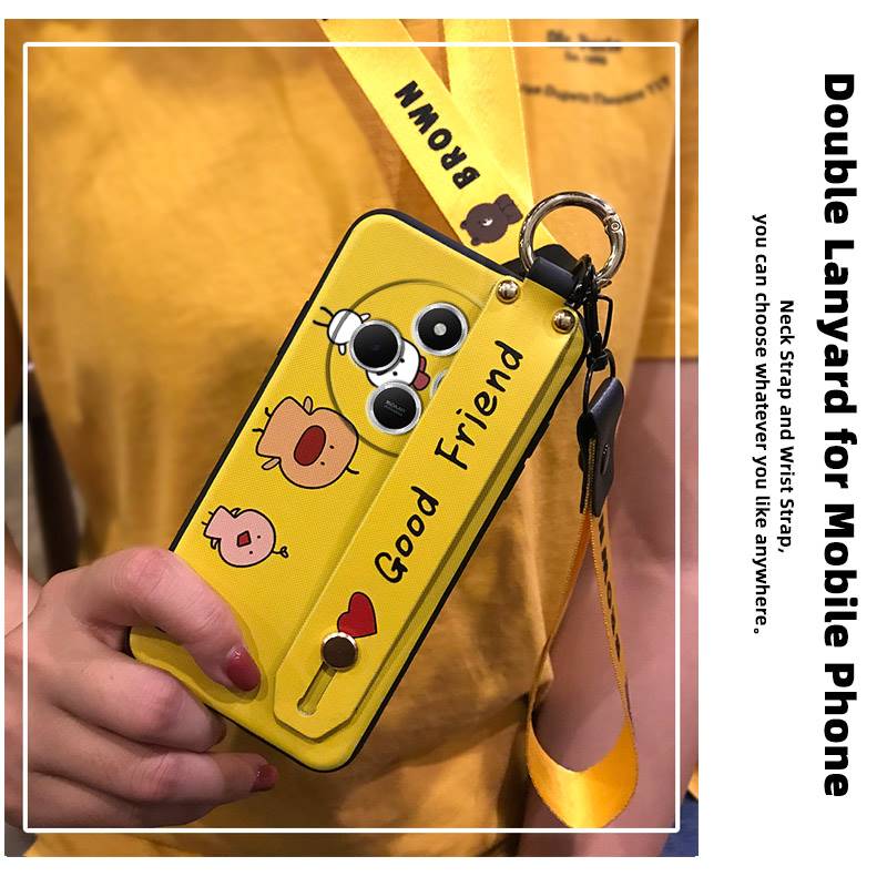 Wristband Shockproof Phone Case For Redmi A4 5G Cute Cartoon Durable Back Cover Anti-dust cell phone cover protective. 