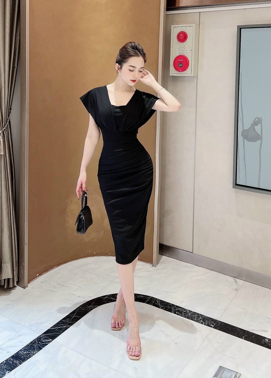 Đầm nữ body có mút ngực kiểu đầm dự tiệc sang trọng thanh lịch ba màu đầm trắng, đỏ, đen thời trang thiết kế LANCHI