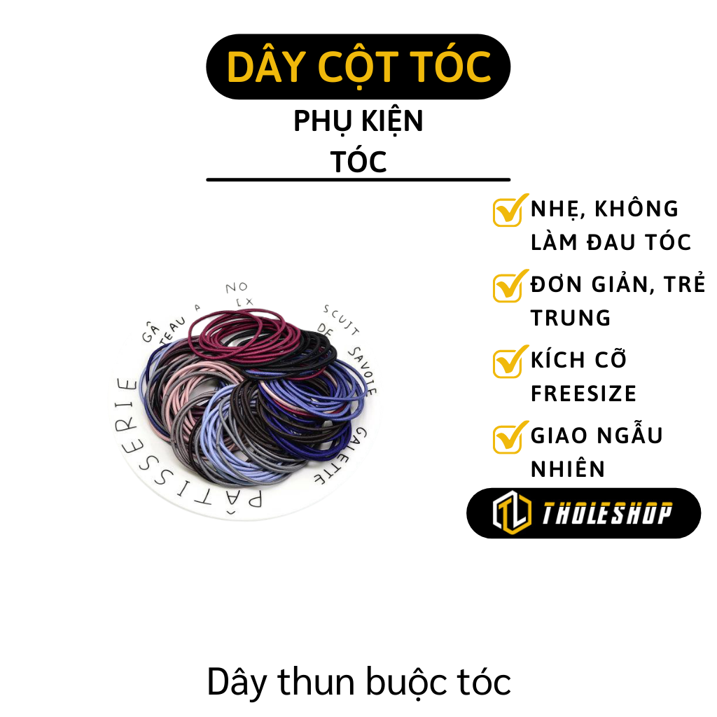 Dây cột tóc - Set 100 dây cột tóc trơn dây cột tóc thun buộc tóc giá rẻ - Dây buộc tóc có túi zip phụ kiện cho tóc