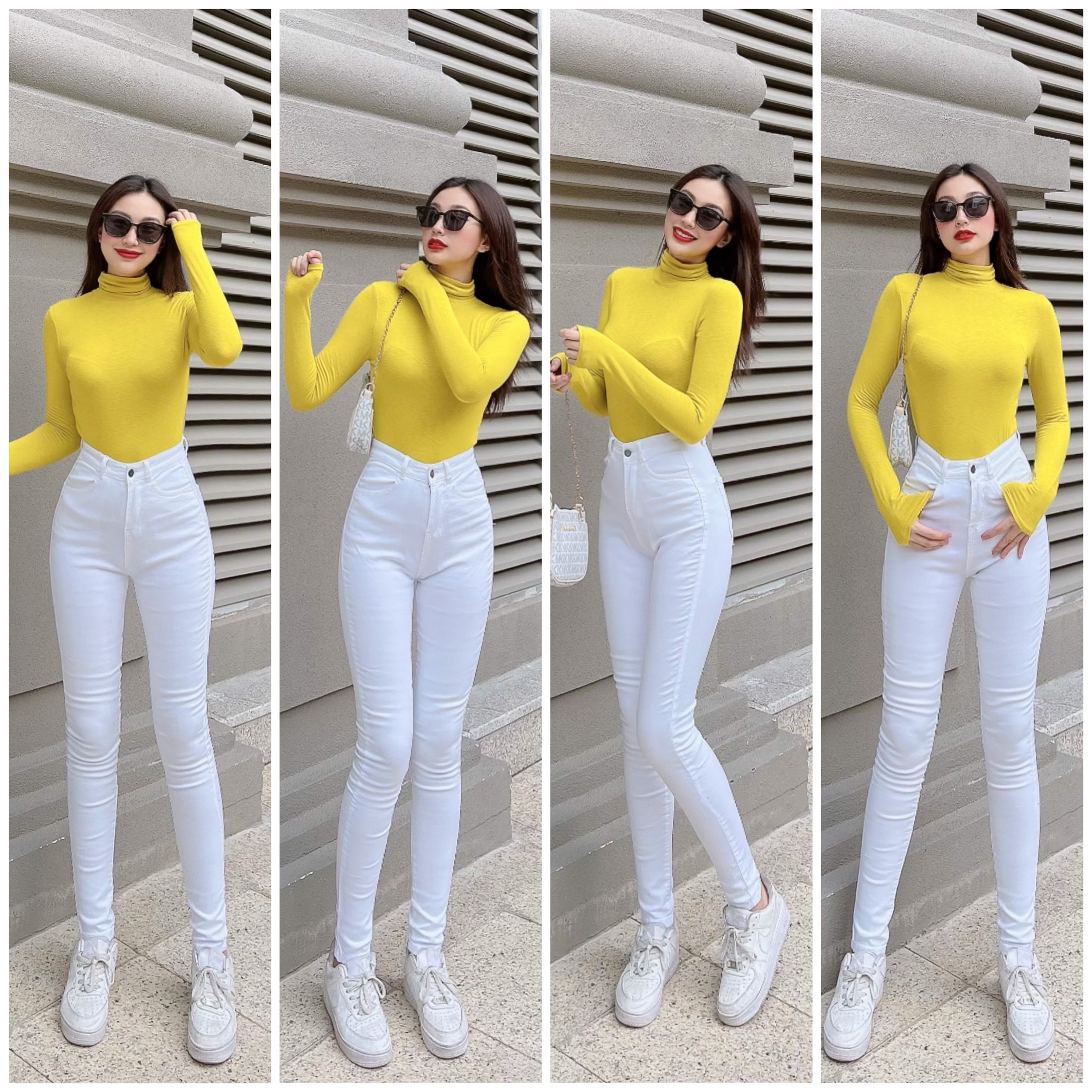 Quần jean nữ màu trắng ôm TR493