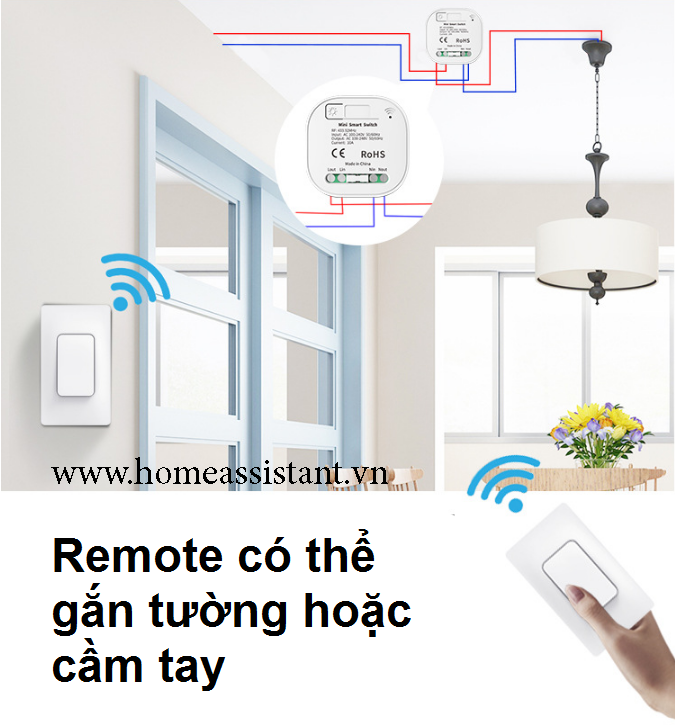 Bộ Công Tắc Điều Khiển Từ Xa RF WIfi Zigbee Tuya Nút Bấm Không Dùng Pin KP01