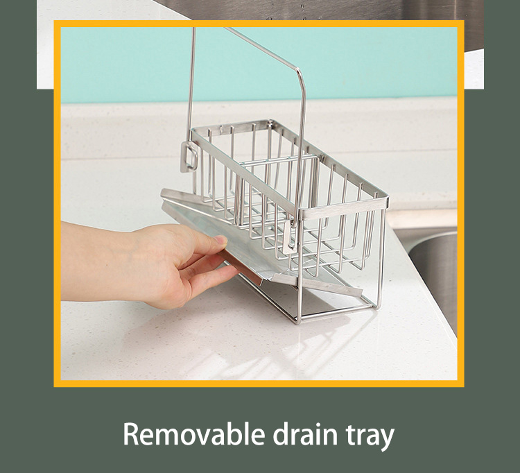 Stainless steel sink kitchen multifunctional shelf table sponge rag drain storage rack Save space