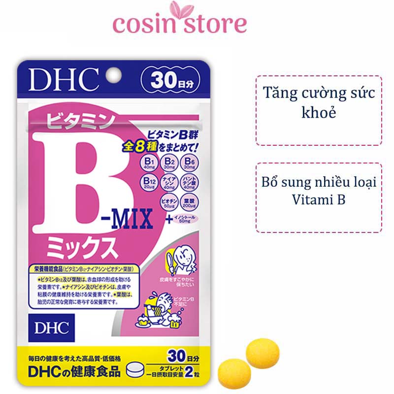 Viên uống DHC Vitamin B mix 30 ngày dùng 60 viên dùng của Nhật Bản - bổ sung Vitamin nhóm B - Cosin Store
