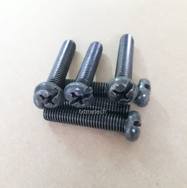 Vít bake đầu tròn thân bulong M8 mạ đen (20 con)