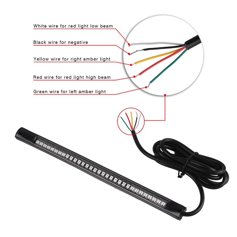 48 LED Universal Flexible Motorcycle Light Strip Tail Brake Stop/Turn Sign Light