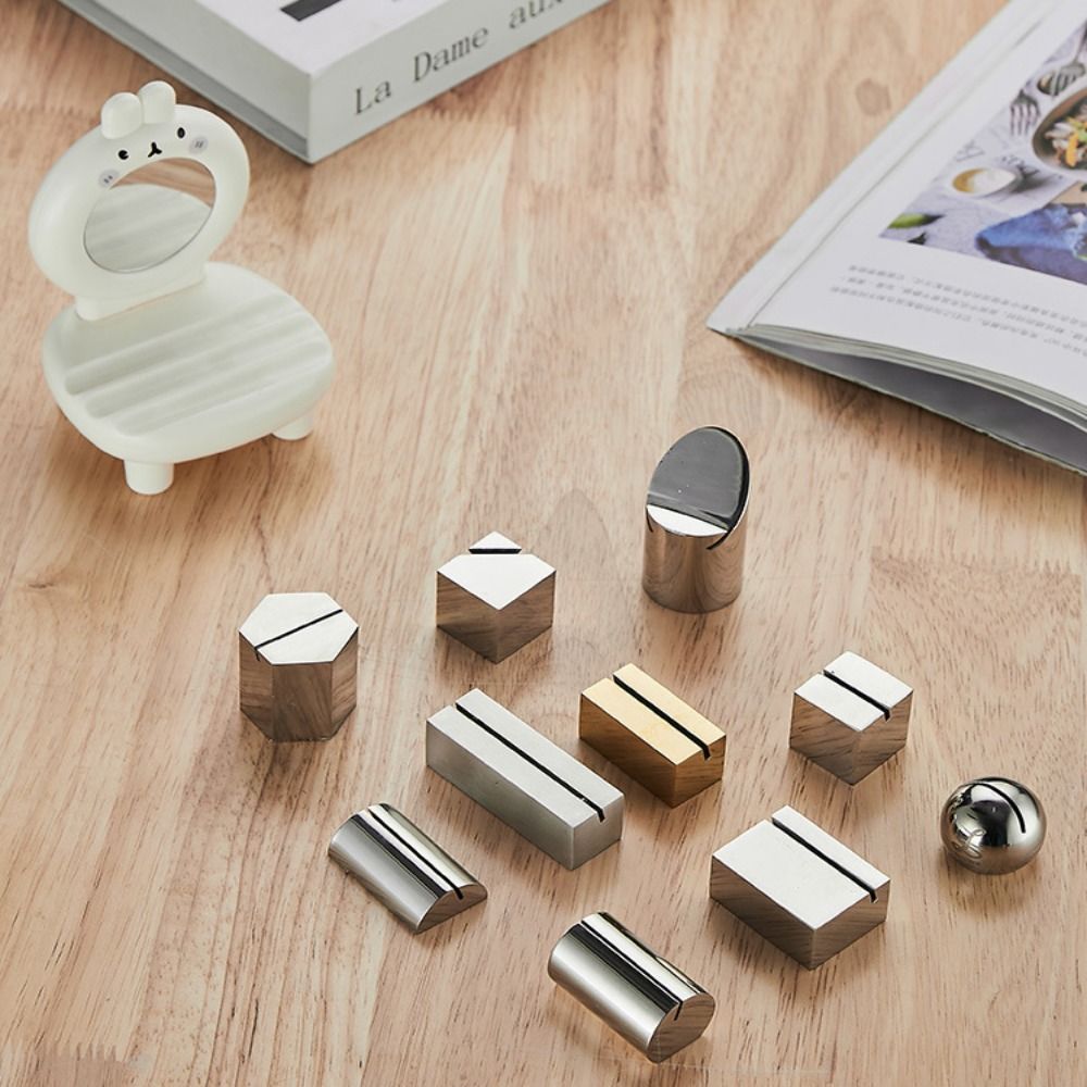 Insert Menu Folder Stainless Steel Card Holder Solid Funny Number Sign Holder Creative Label Holder Name Place.