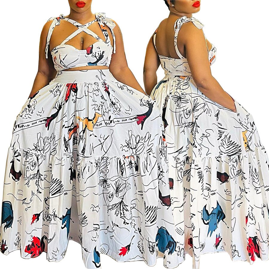 African Print Dresses 2022 Summer Sexy African Women Sleeveless Polyester  Long Dress African Dresses For Women