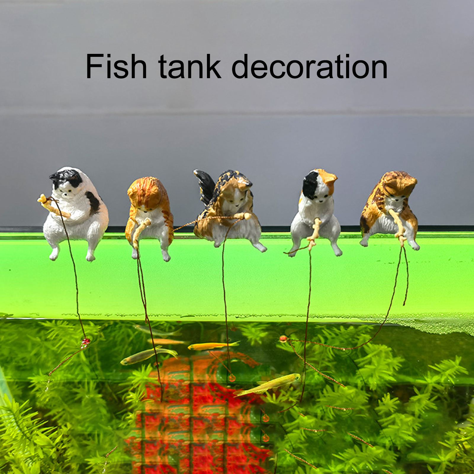 Fish Tank Ornament Realistic Small Cat Statue Aquarium Decoration Easy to Clean Fish Tank Decoration Home Supply