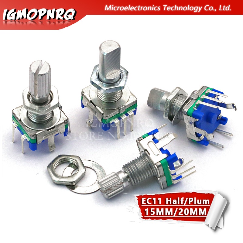 2PCS Half / Plum axis rotary encoder, handle length 15mm / 20mm code switch/EC11/ digital potentiometer with switch 5Pin 3Pin integrated circuit