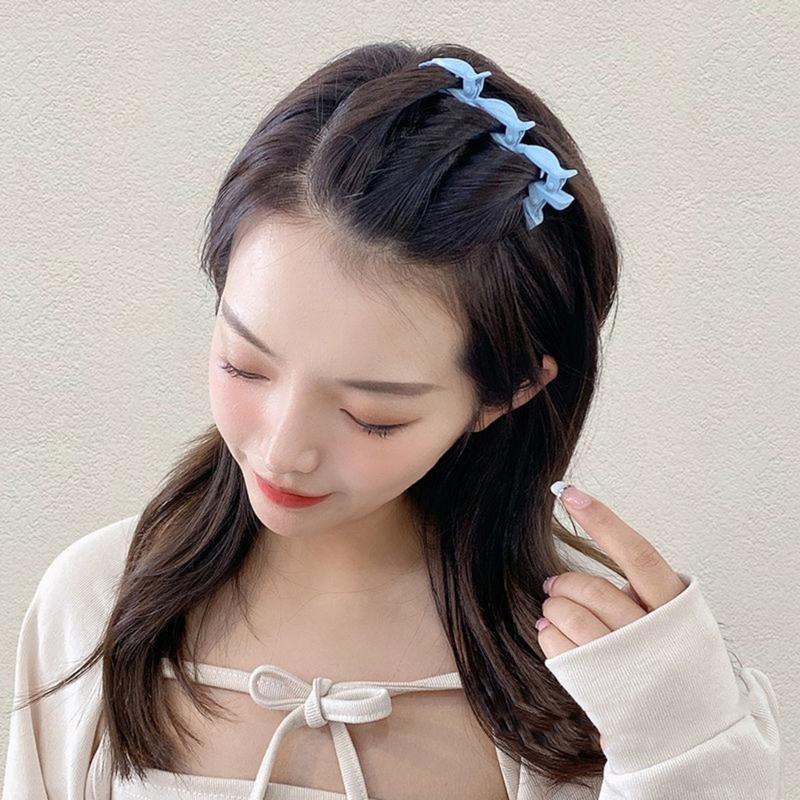 Kẹp tóc bện màu trơn, kẹp tóc bện đôi, kẹp tóc tóc mái bên