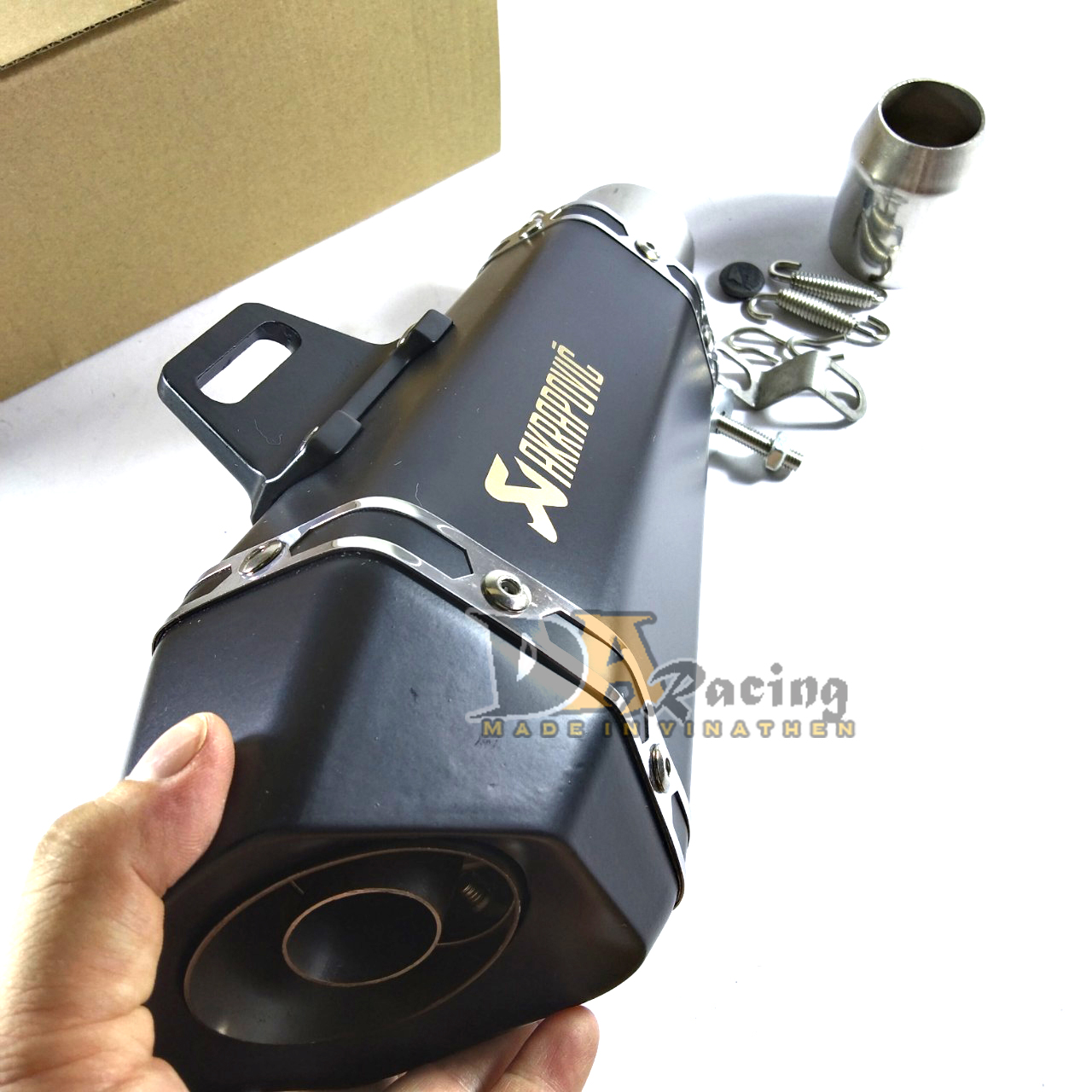 Pô Akrapovic đùi gà cao cấp [MÀU XÁM BẠC,ĐEN, TITAN]