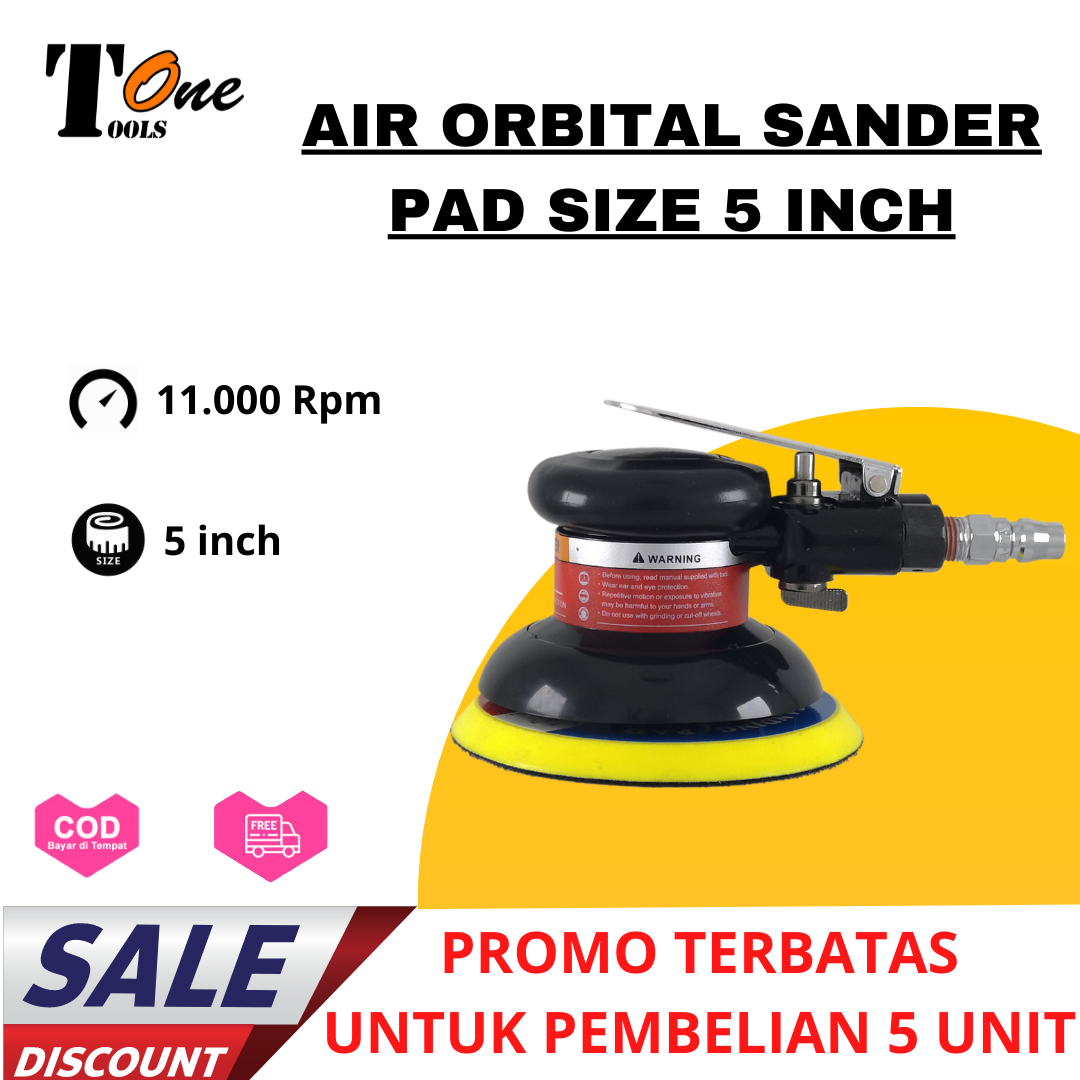 Air Orbital Sander Pad 5 Inch Mesin Poles Amplas Udara Angin Kompressor