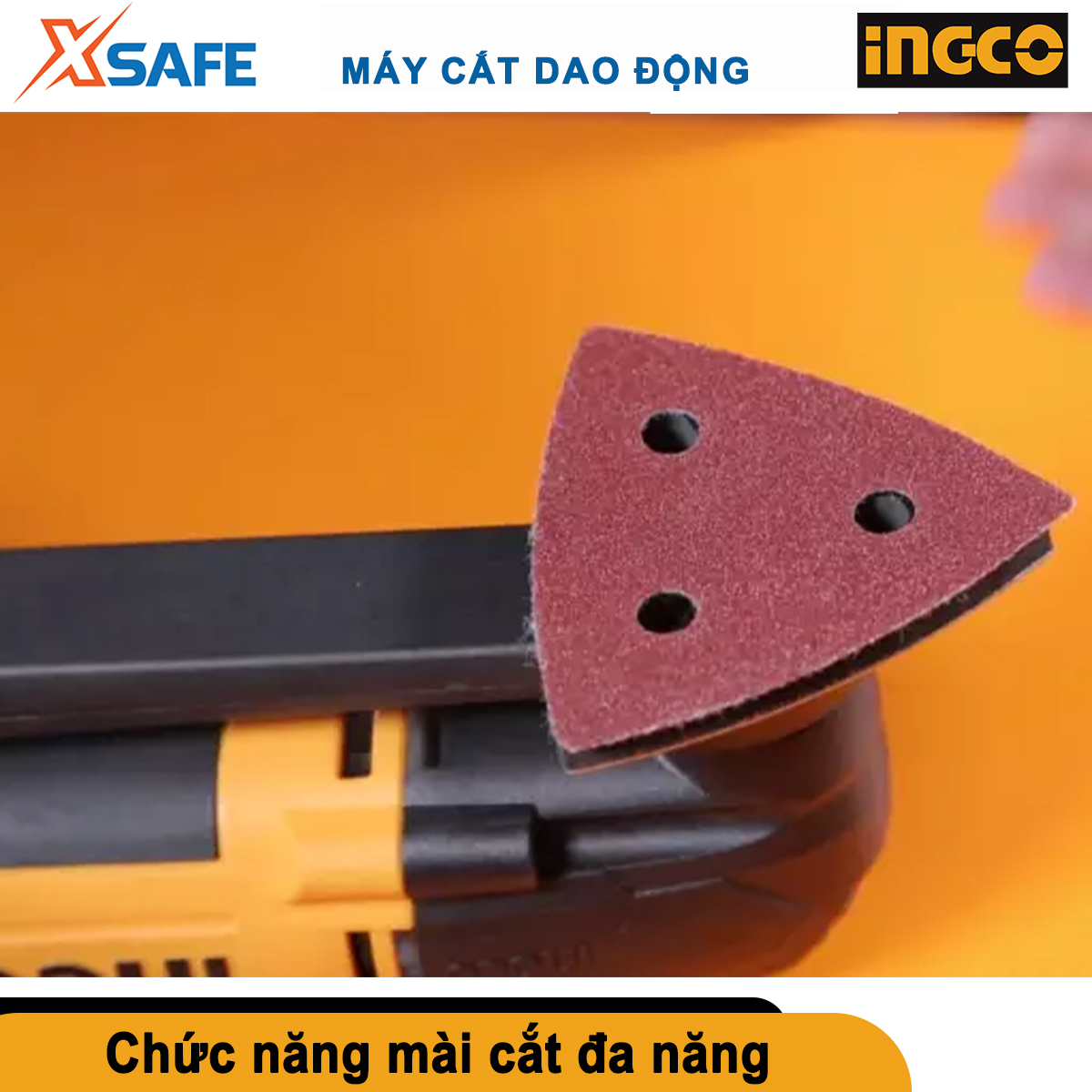 Máy cắt dao động đa năng INGCO MF3008 300W có chỉnh tốc, Máy cắt góc đa năng điện thế 220v tốc độ 10000-20000v/p, tặng kèm bộ 8 lưỡi mài cắt tiện dụng