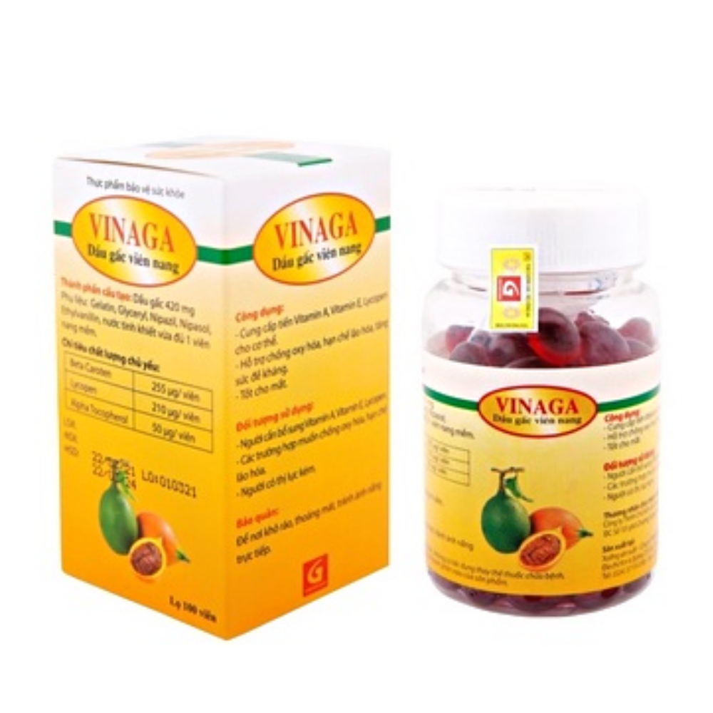 [HCM]DẦU GẤC VINAGA-DHA SÁNG MẮT ĐẸP DA(100 viên)