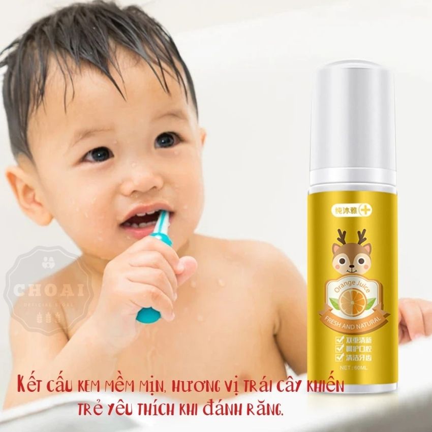 Thích đánh răng kem đánh răng cho bé dạng bọt baimeisi 60ml nuốt được - ảnh sản phẩm 7