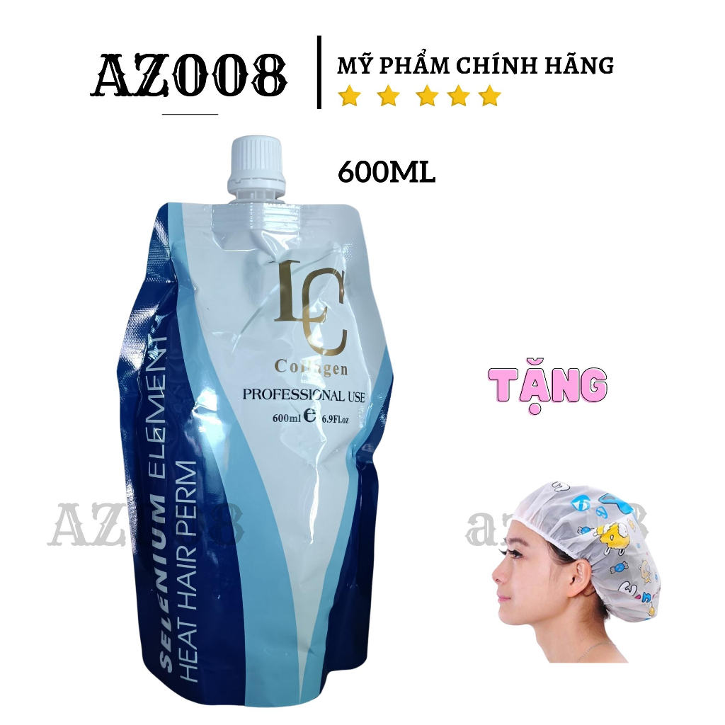 Kem ủ tóc collagen, hấp dưỡng tóc phục hồi tóc hư tổn LC túi 600ml CAO CẤP AZ008 tặng nón kích nhiệt