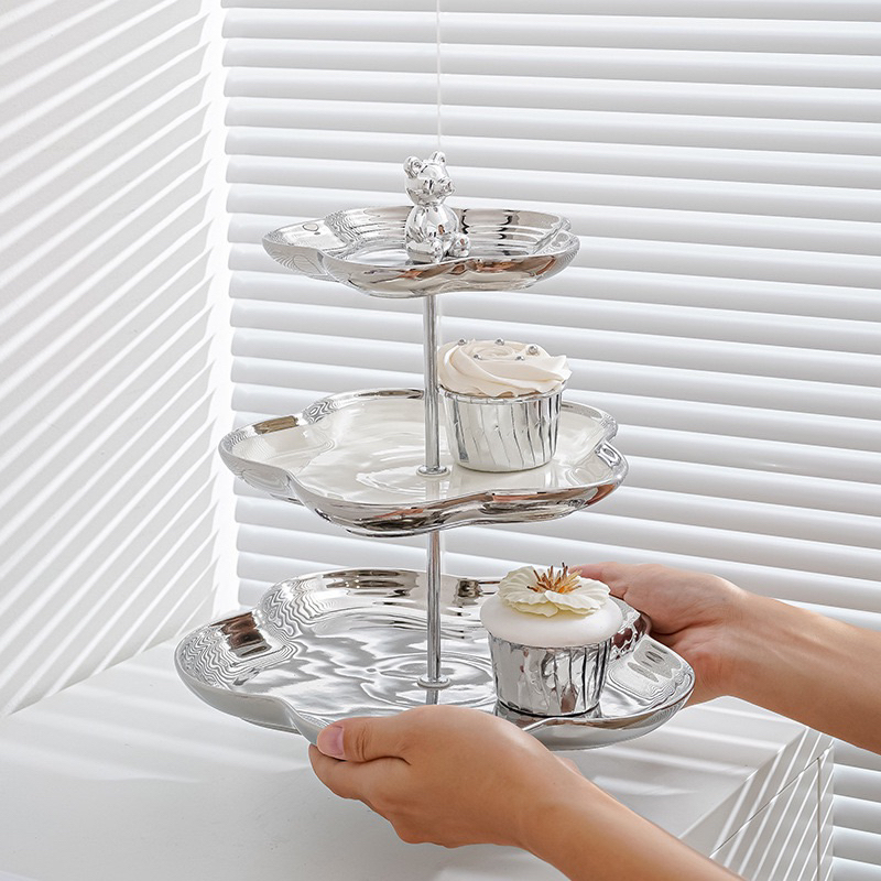 Khay sứ v888 2 tầng , đĩa sứ v888 3 tầng men ngọc cao cấp huydecor
