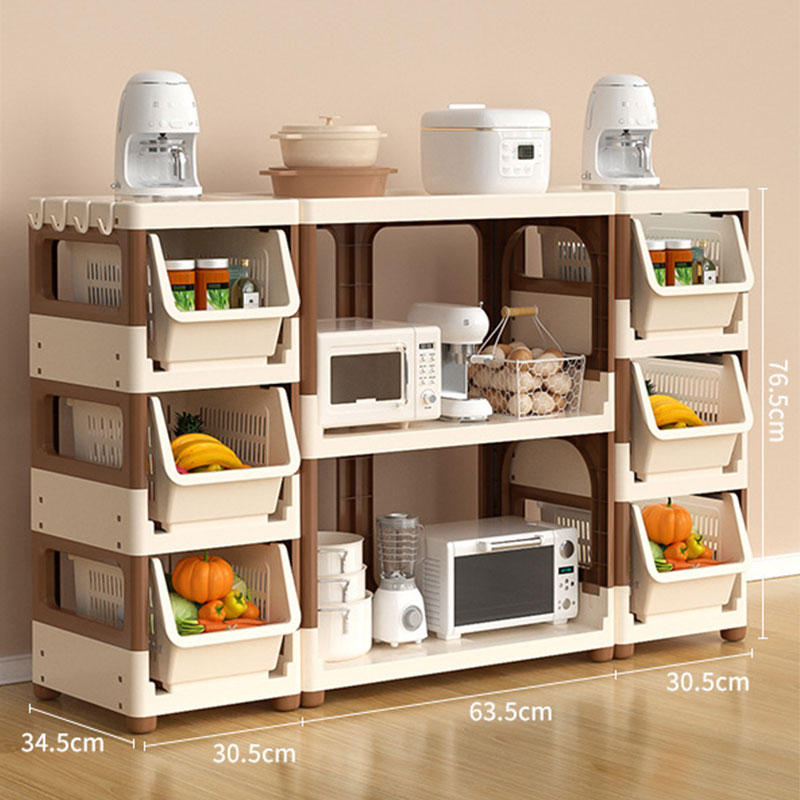 Foldable kitchen storage rack Floor multilayer microwave multifunctional storage cabinet Vegetable pot storage rack