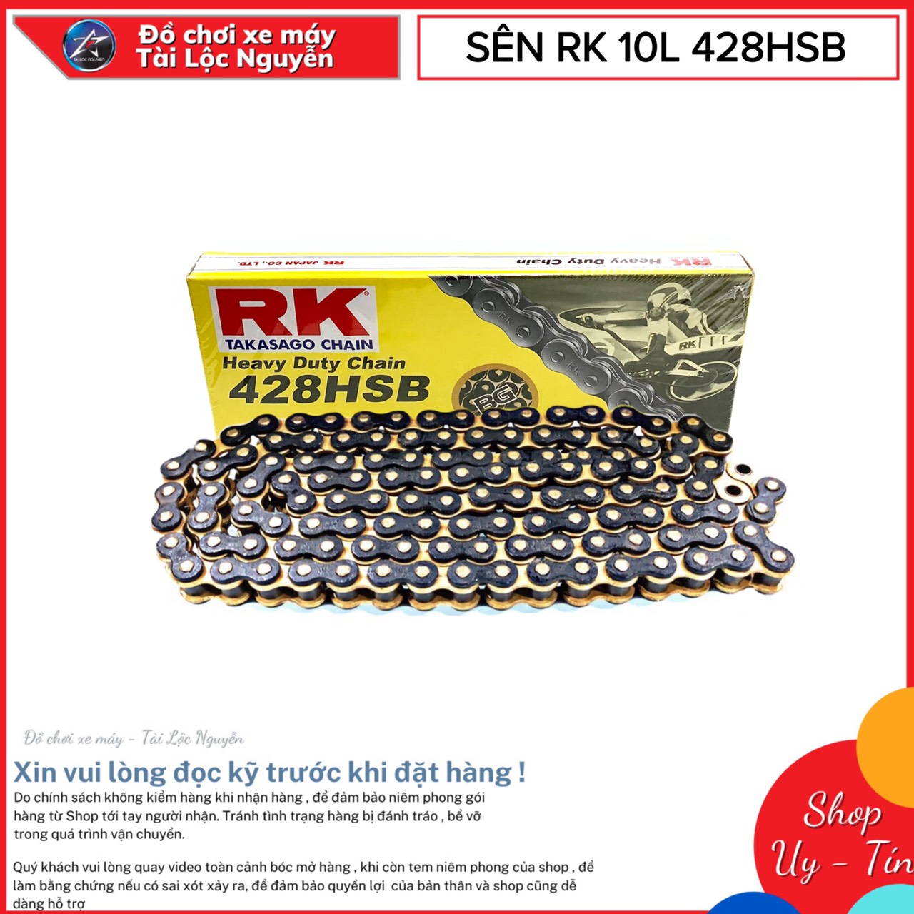 [HCM]SÊN RK CHAIN 10LI 428HSB ĐEN VÀNG C.HÃNG