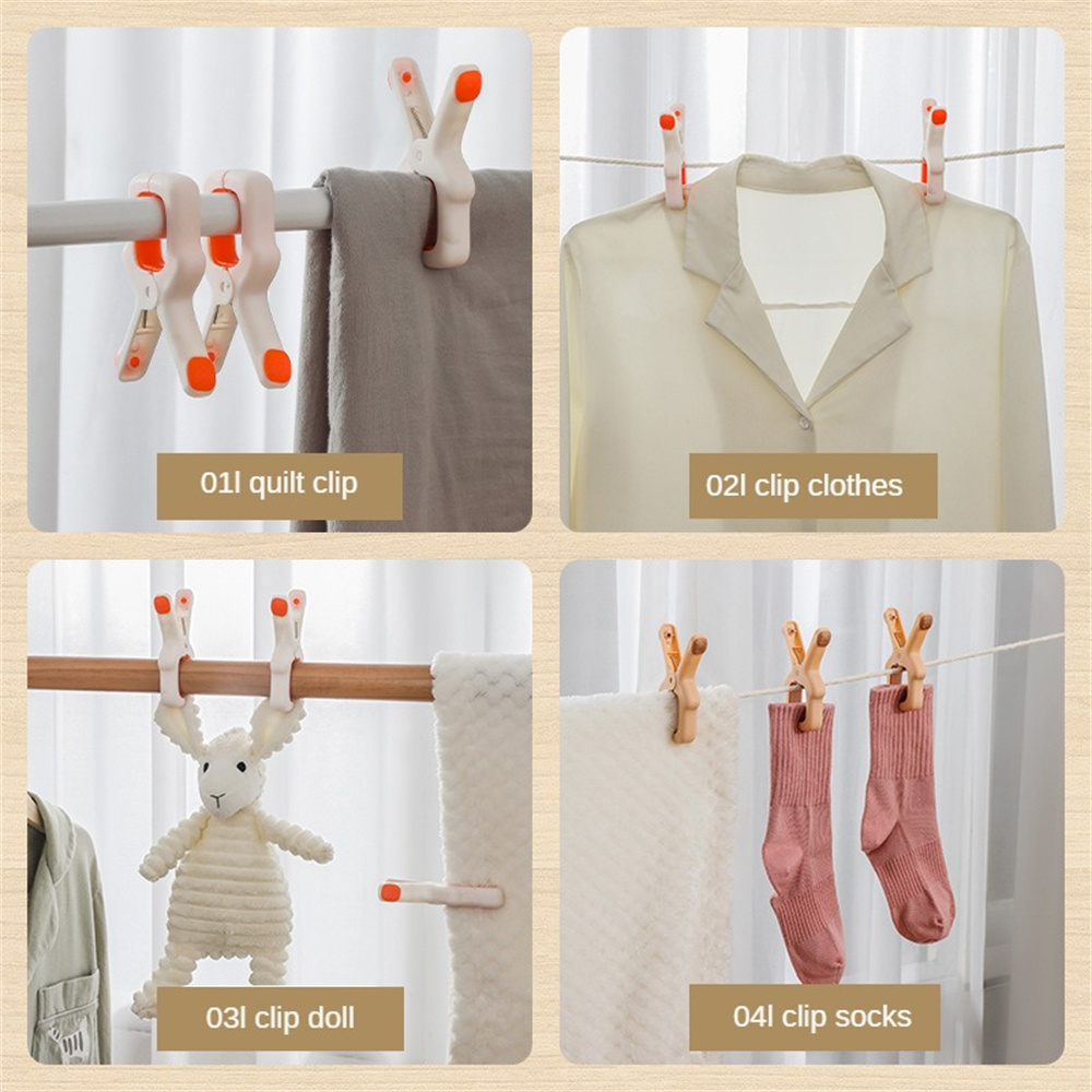 CHIPLY【✅Ready Stock】10pcs Multifunction Clothespin Household Strong Windproof Clip Drying Quilt Clothespin Strong Clamp Fixed Clip Falling Soft Glue Seamless Quilt Clip