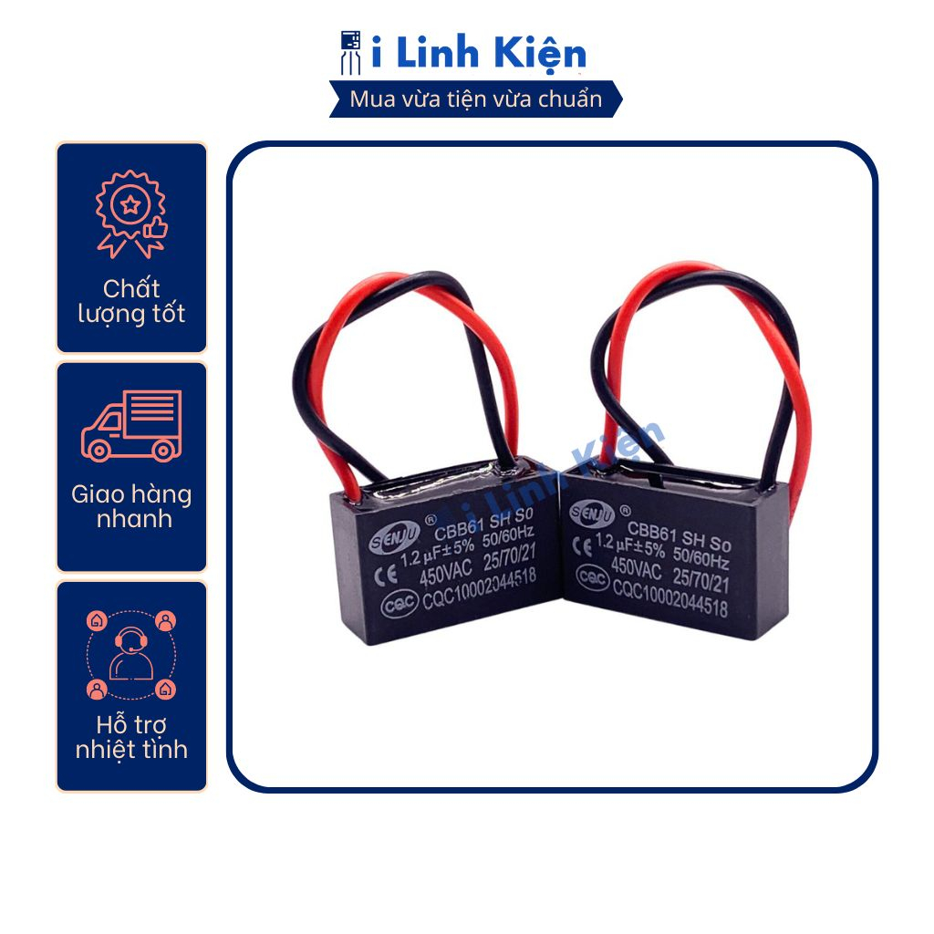 Tụ quạt 1.2uF dây CBB61 loại tốt