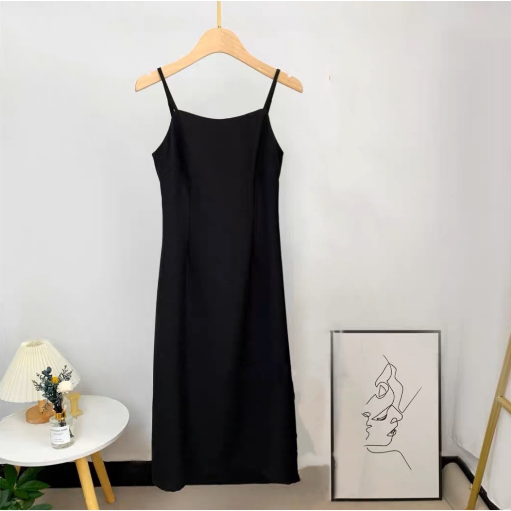Đầm đen 2 dây poly, chất cotton co giãn,dày dặn, thấm hút, dễ mặc, dễ phối đồ