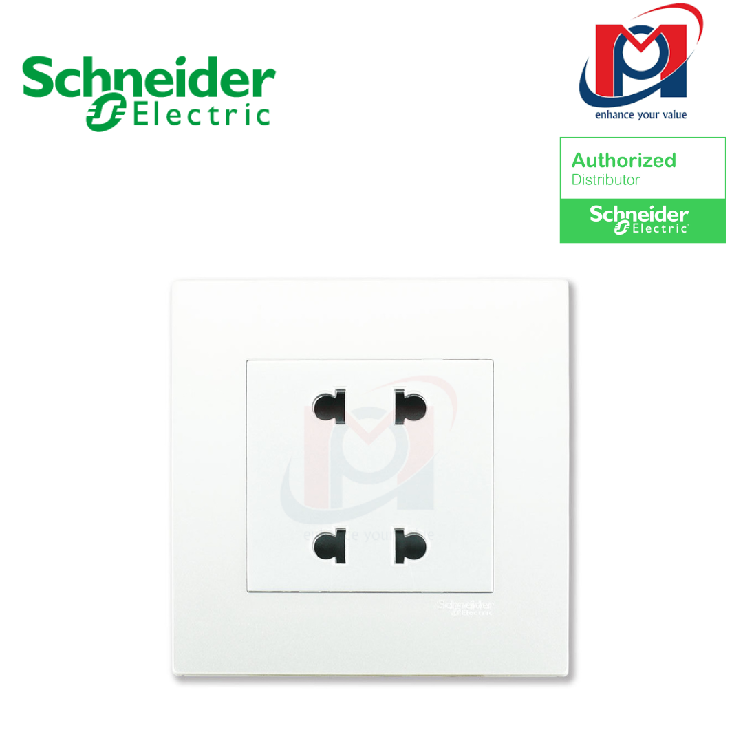 Ổ cắm đôi 2 chấu 10a vivace - schneider - màu trắng - kb426us2_we_g19