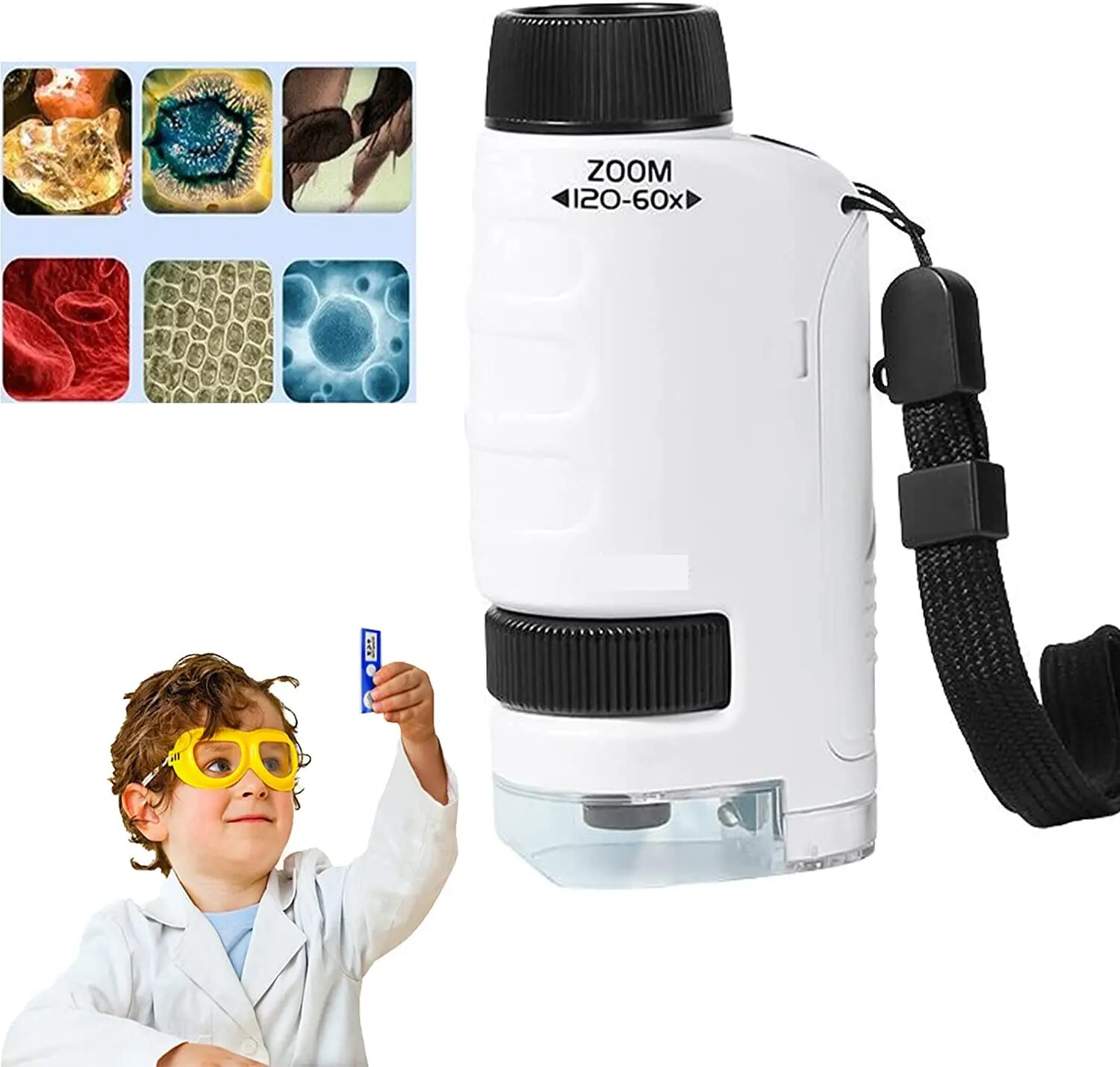 Bioscience Science Experiment 120X Children Microscope Kit Biological Specimen Portable Puzzle Educational Stem Toys For Kids
