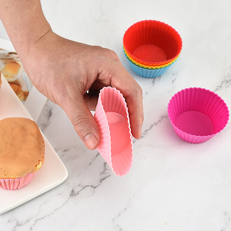 [Mariannes] 5Pcs/set Flower Silicone Cake Cup Cake Tool Bakeware Baking Silicone Mold 7cm