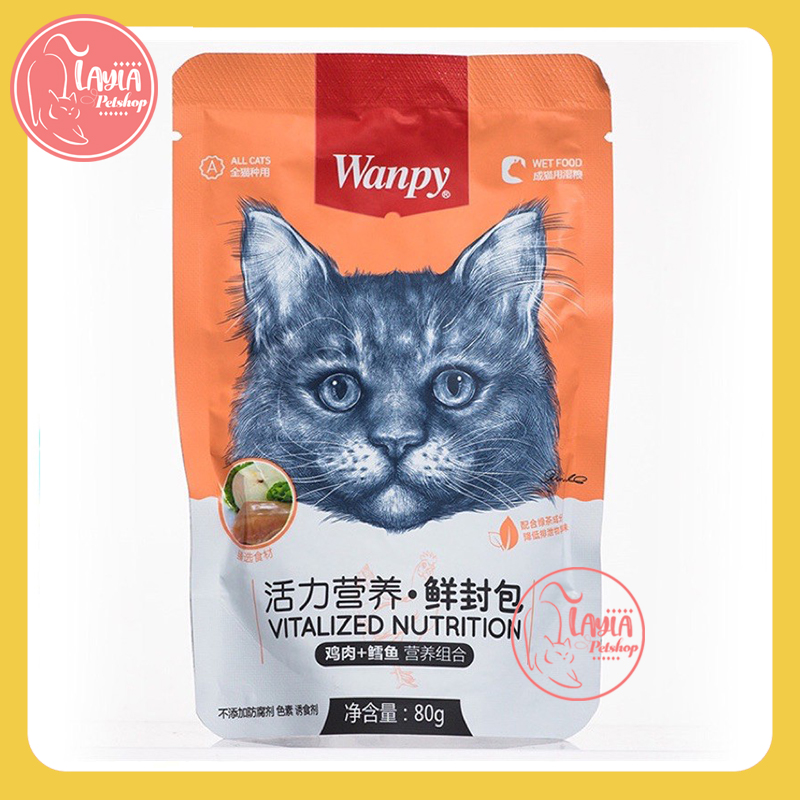 Pate Wanpy cho mèo gói 80g - Đầy đủ các vị